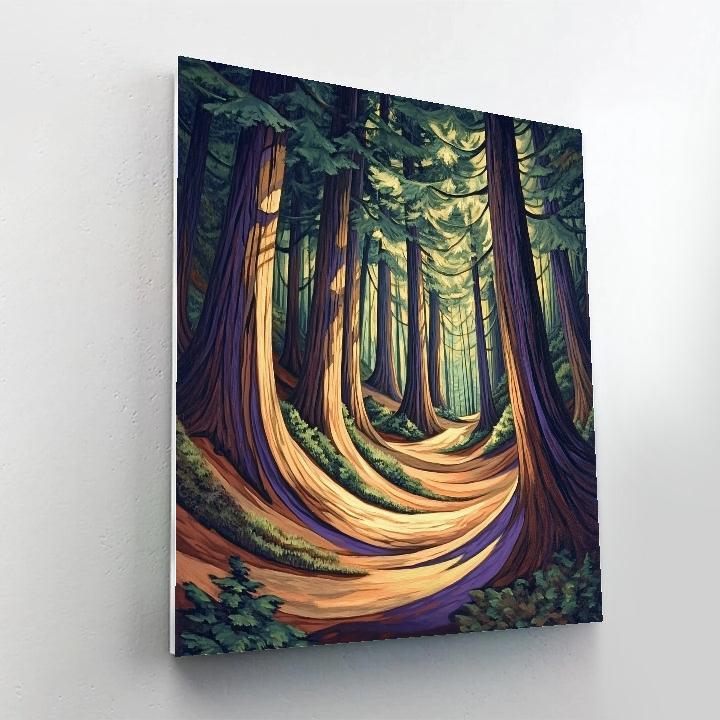 Emily Carr Inspired Towering Cathedral Cedars painting number kit