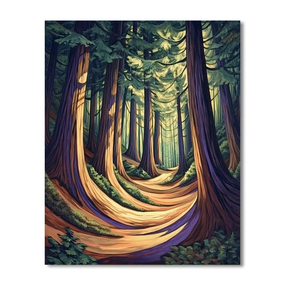 Emily Carr Inspired Towering Cathedral Cedars painting number kit