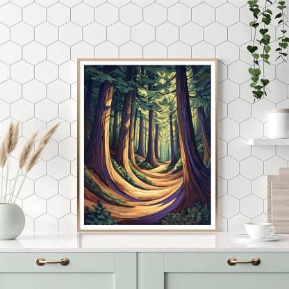 Emily Carr Inspired Towering Cathedral Cedars painting number kit