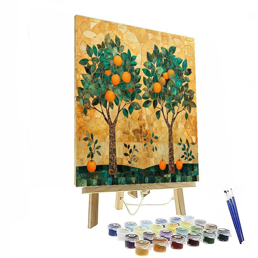 Gustav Klimt Inspired Golden Orchard painting number kit