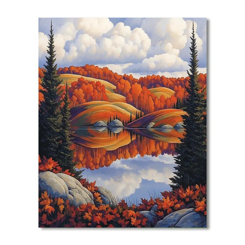 Franklin Carmichael Inspired Autumn Ridge Reflections paint by numbers