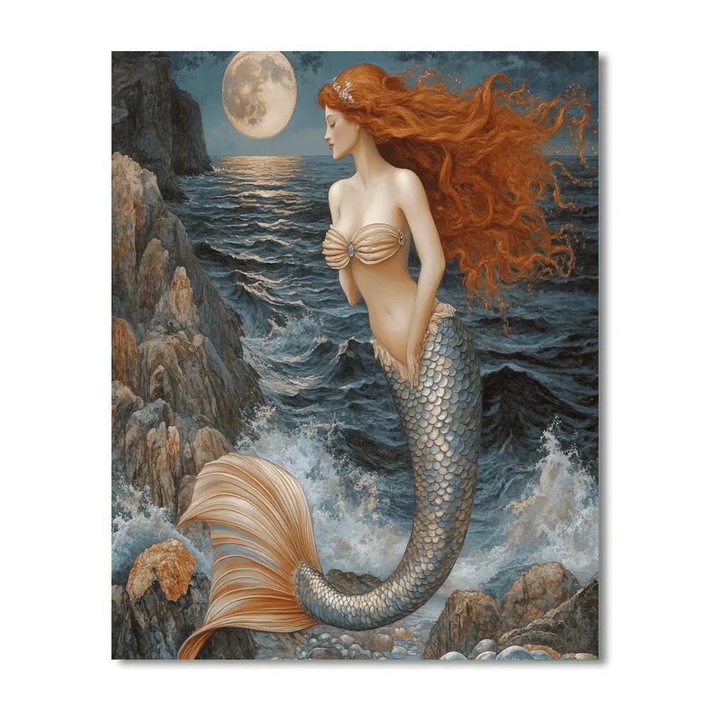 John William Waterhouse Inspired Mythic Mermaid Number painting