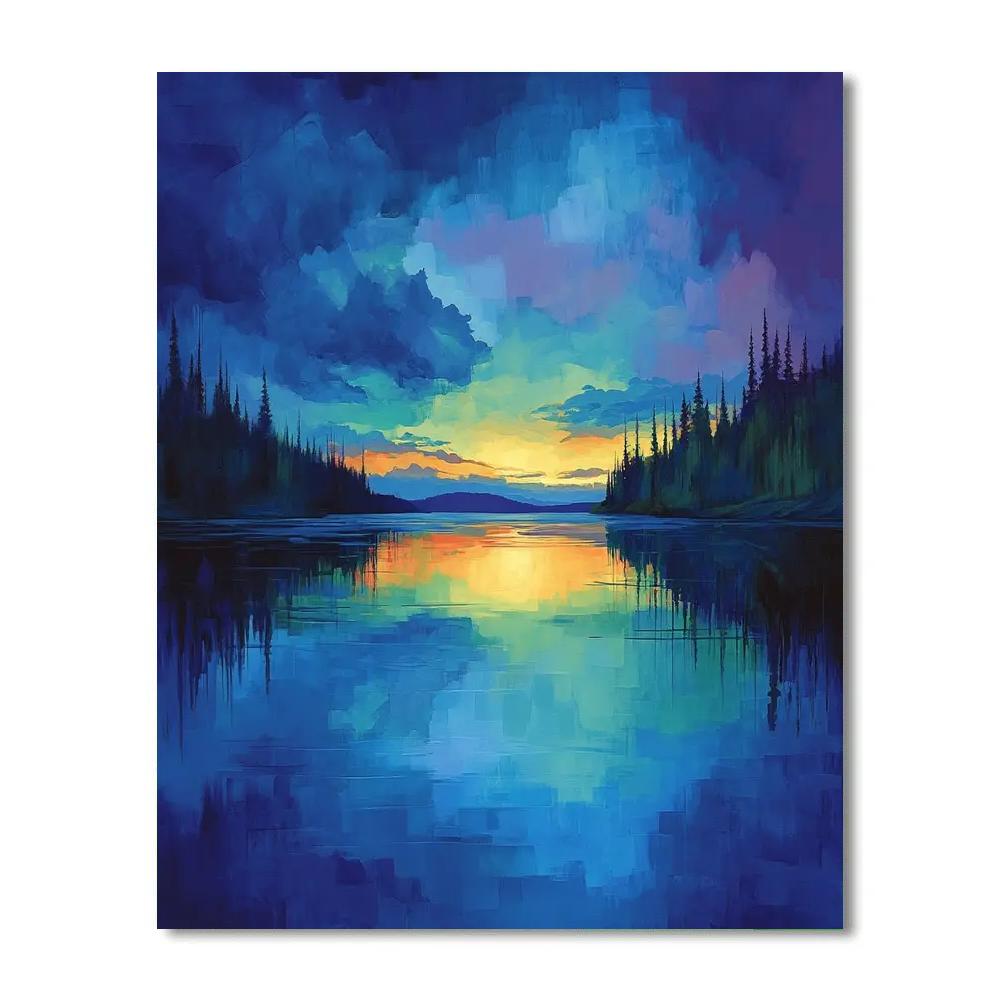 Frederick Varley Inspired Twilight Over Northern Lake paint by number