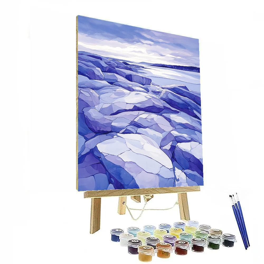 Franklin Carmichael Inspired Winter Light On Granite DIY paint by numbers