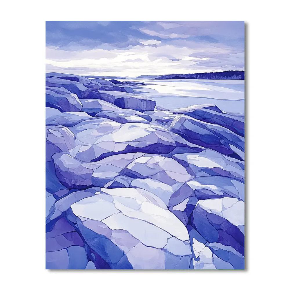 Franklin Carmichael Inspired Winter Light On Granite DIY paint by numbers