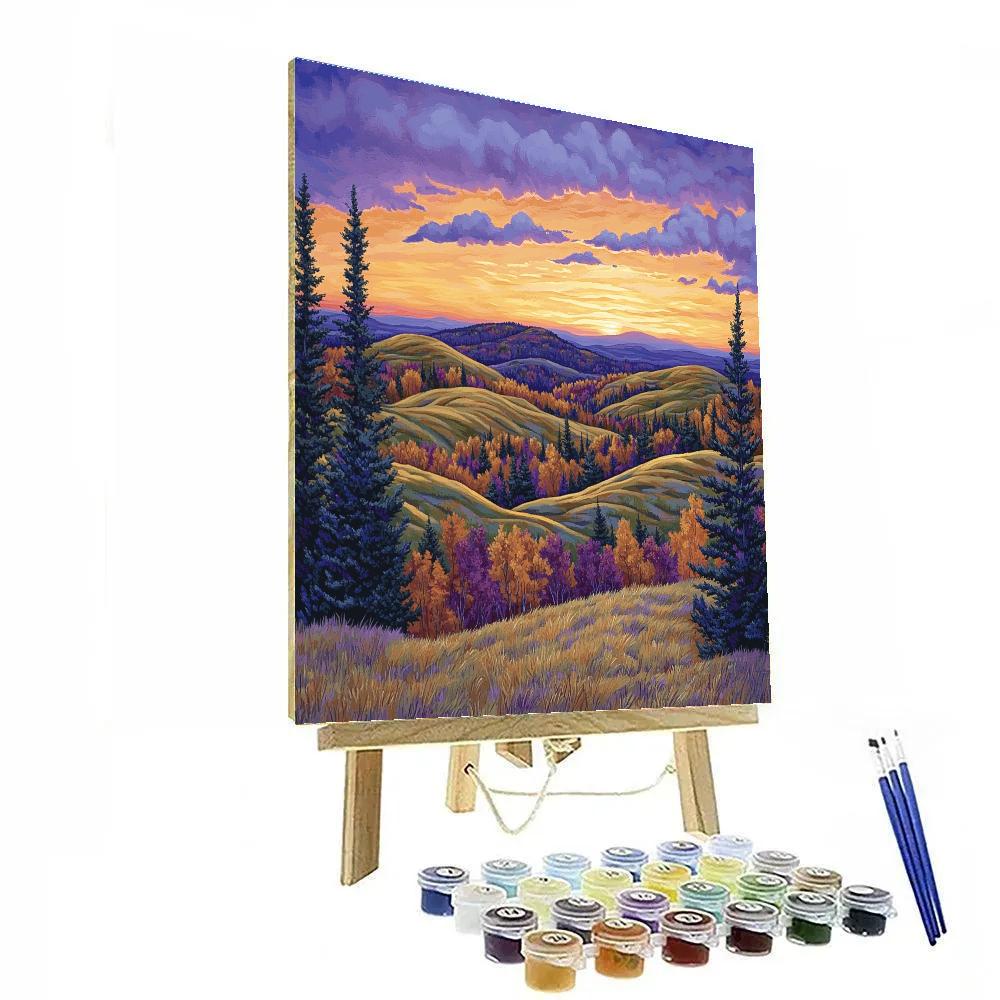 J. E. H. MacDonald Inspired Autumn Hills In Algoma Blaze paint by color