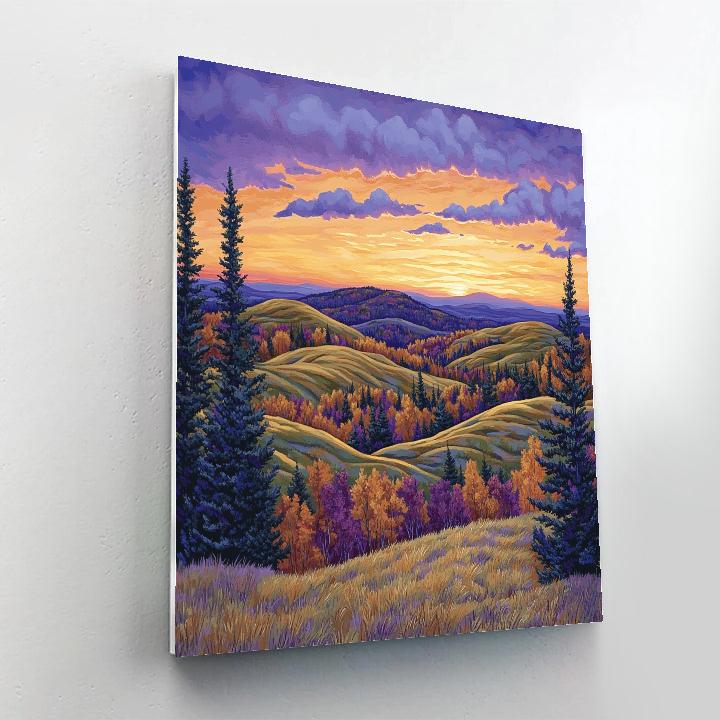 J. E. H. MacDonald Inspired Autumn Hills In Algoma Blaze paint by color