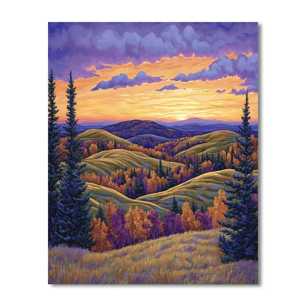 J. E. H. MacDonald Inspired Autumn Hills In Algoma Blaze paint by color