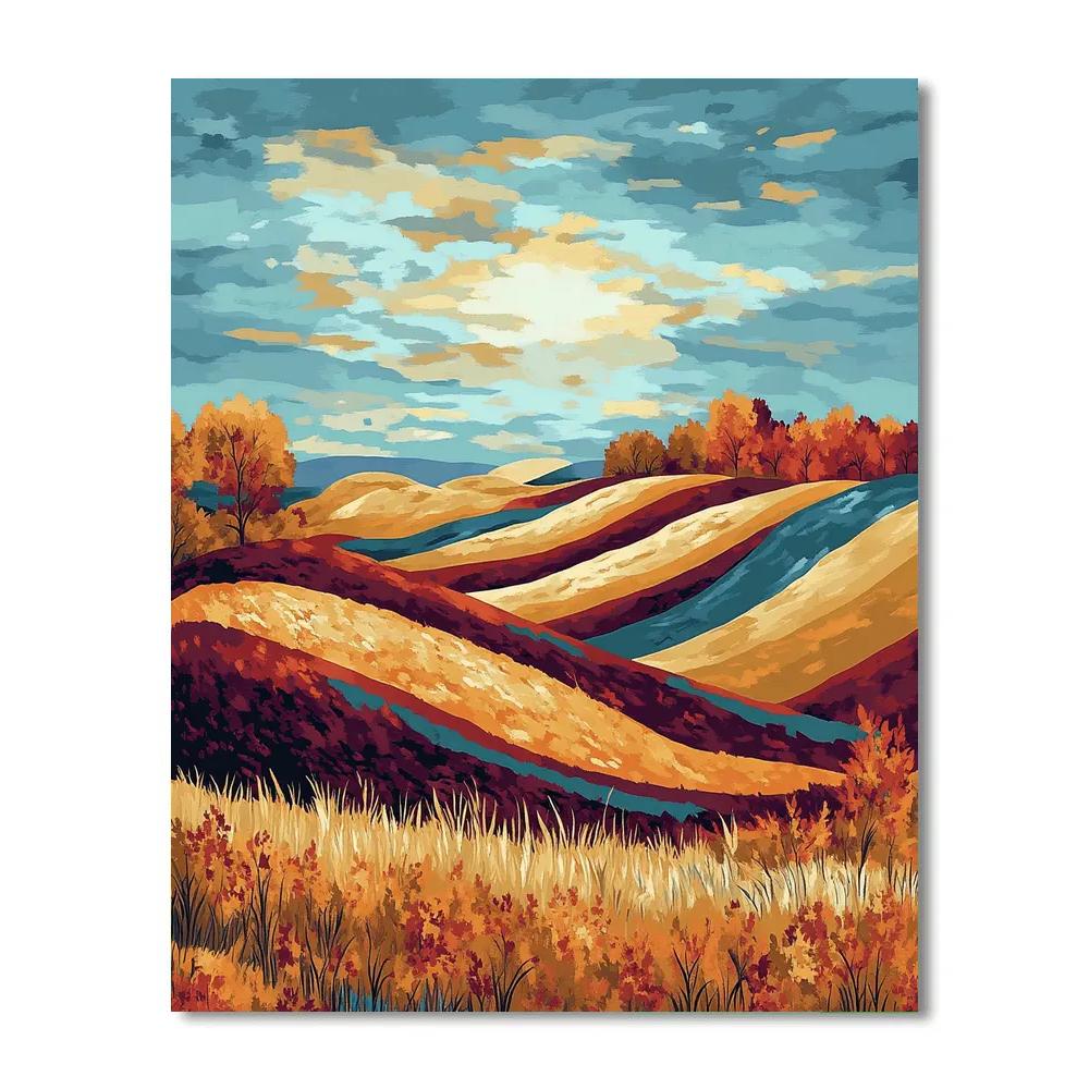 Frederick Varley Inspired Windswept Hills In Autumn Glow paint by number