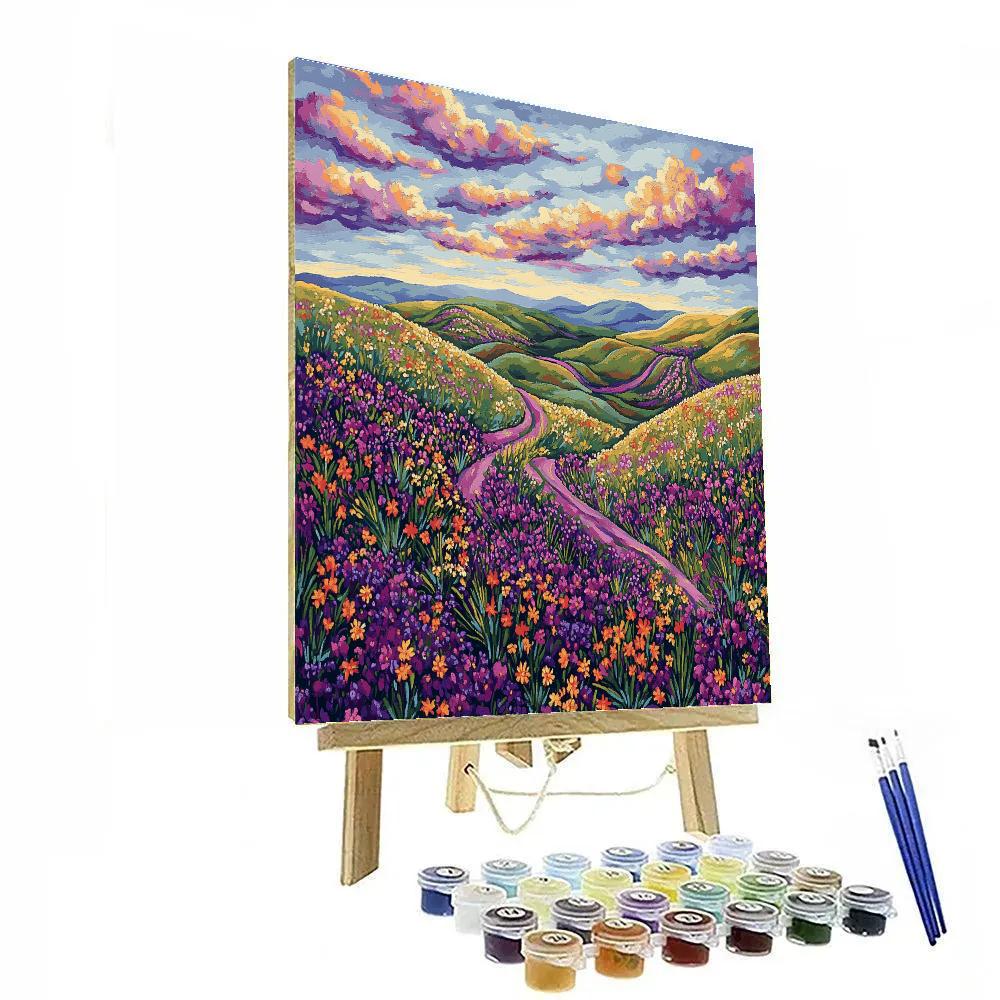 J. E. H. MacDonald Inspired Meadow With Wildflowers And Rhythmic Sky Number painting
