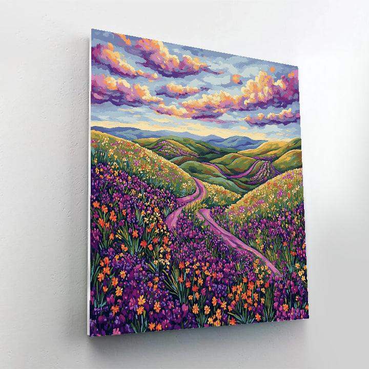 J. E. H. MacDonald Inspired Meadow With Wildflowers And Rhythmic Sky Number painting