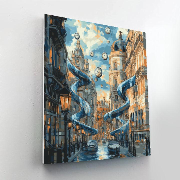 Salvador Dali Inspired Clockwork City Paint by numbers art