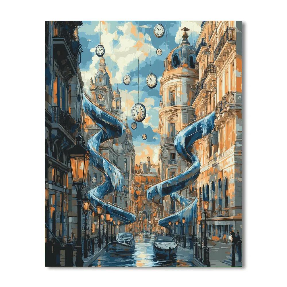 Salvador Dali Inspired Clockwork City Paint by numbers art