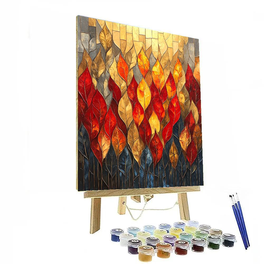 Jean-Paul Riopelle Inspired Mosaic Autumn Forest paint by number