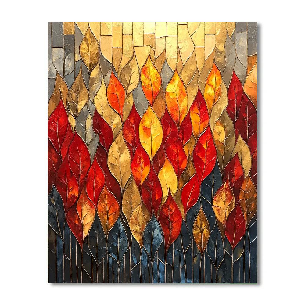 Jean-Paul Riopelle Inspired Mosaic Autumn Forest paint by number