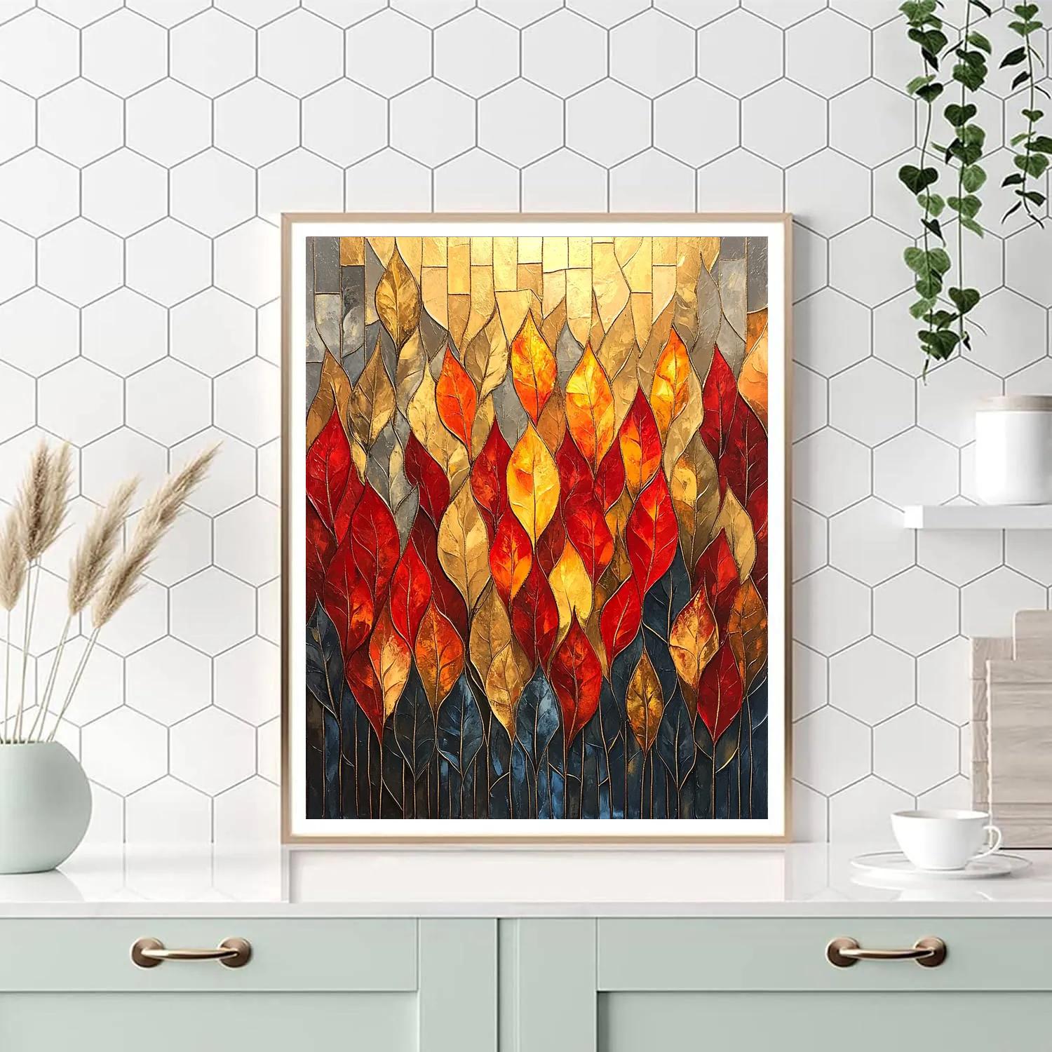 Jean-Paul Riopelle Inspired Mosaic Autumn Forest paint by number