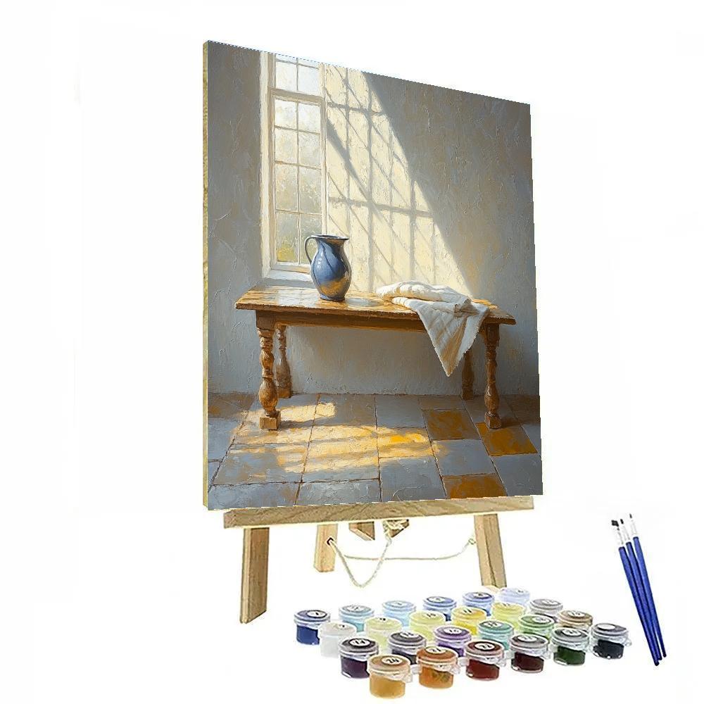 Johannes Vermeer Inspired Sunlit Delft Window DIY paint by numbers
