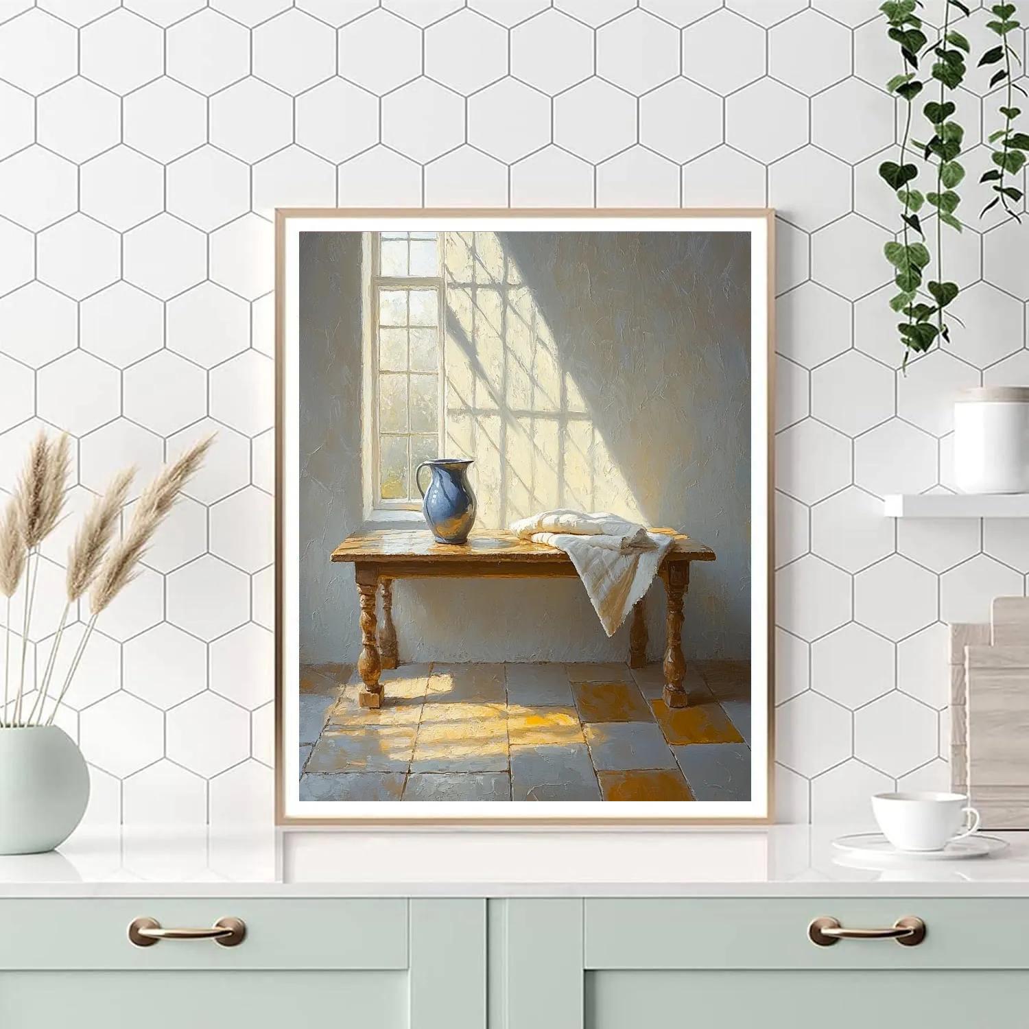 Johannes Vermeer Inspired Sunlit Delft Window DIY paint by numbers