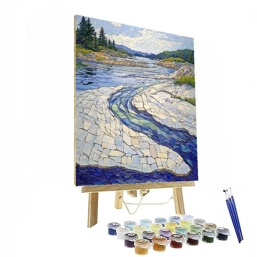 Jean-Paul Riopelle Inspired Icy River In Impasto Blocks paint by numbers