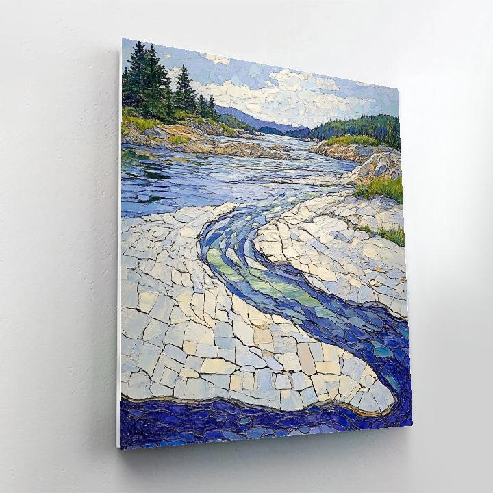 Jean-Paul Riopelle Inspired Icy River In Impasto Blocks paint by numbers