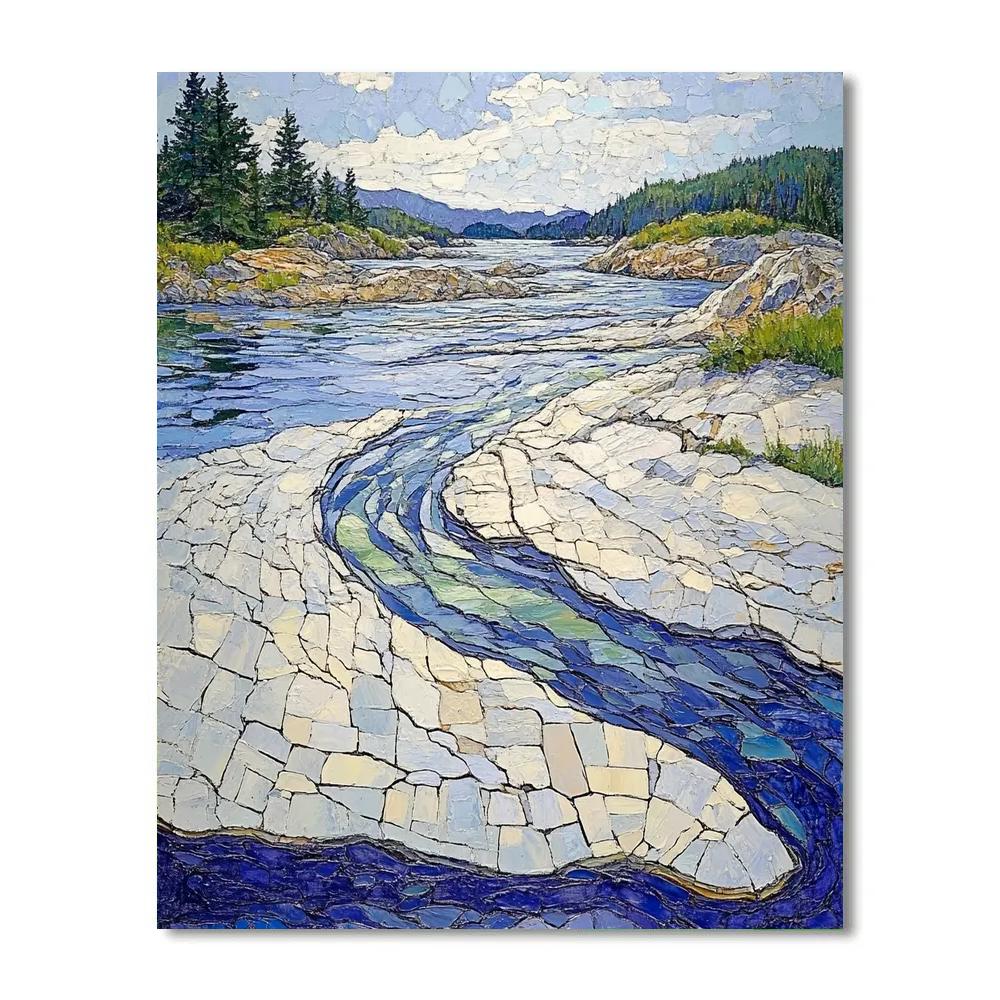 Jean-Paul Riopelle Inspired Icy River In Impasto Blocks paint by numbers