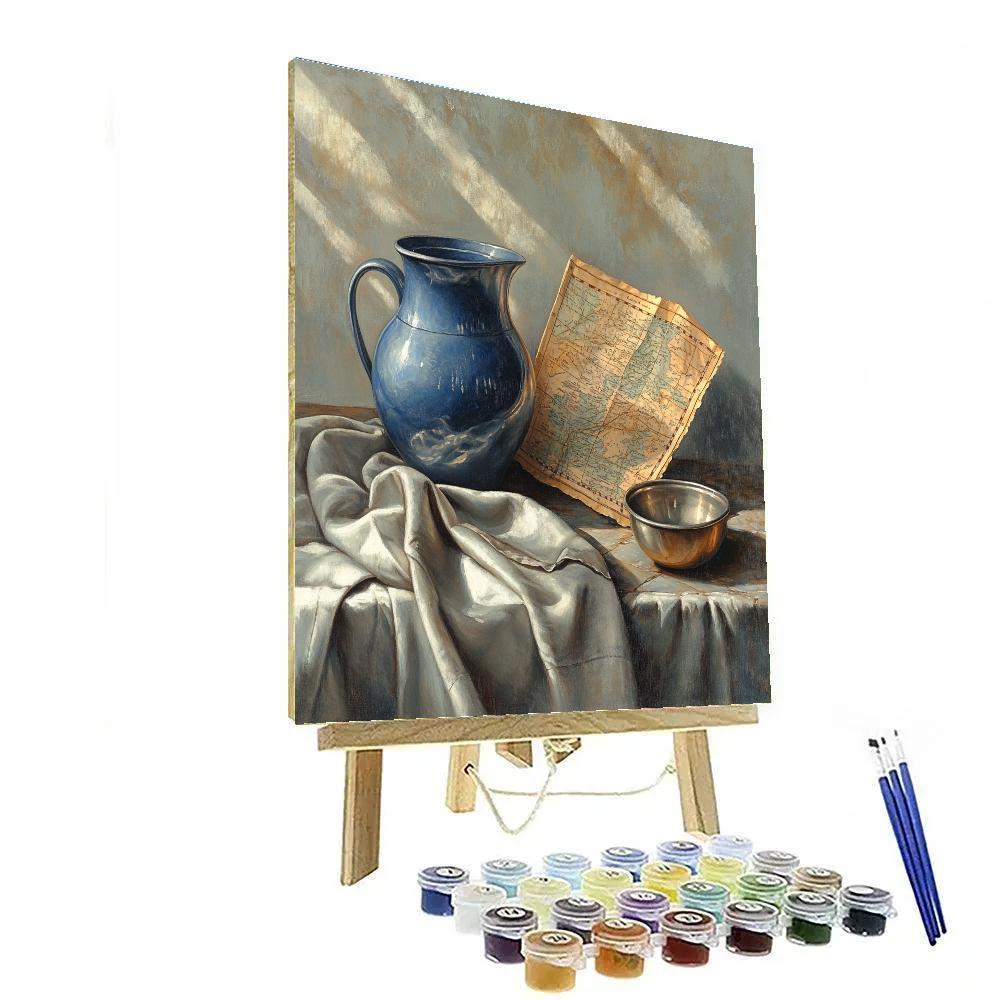 Johannes Vermeer Inspired Blue Jug On Quiet Table Painting by numbers kit