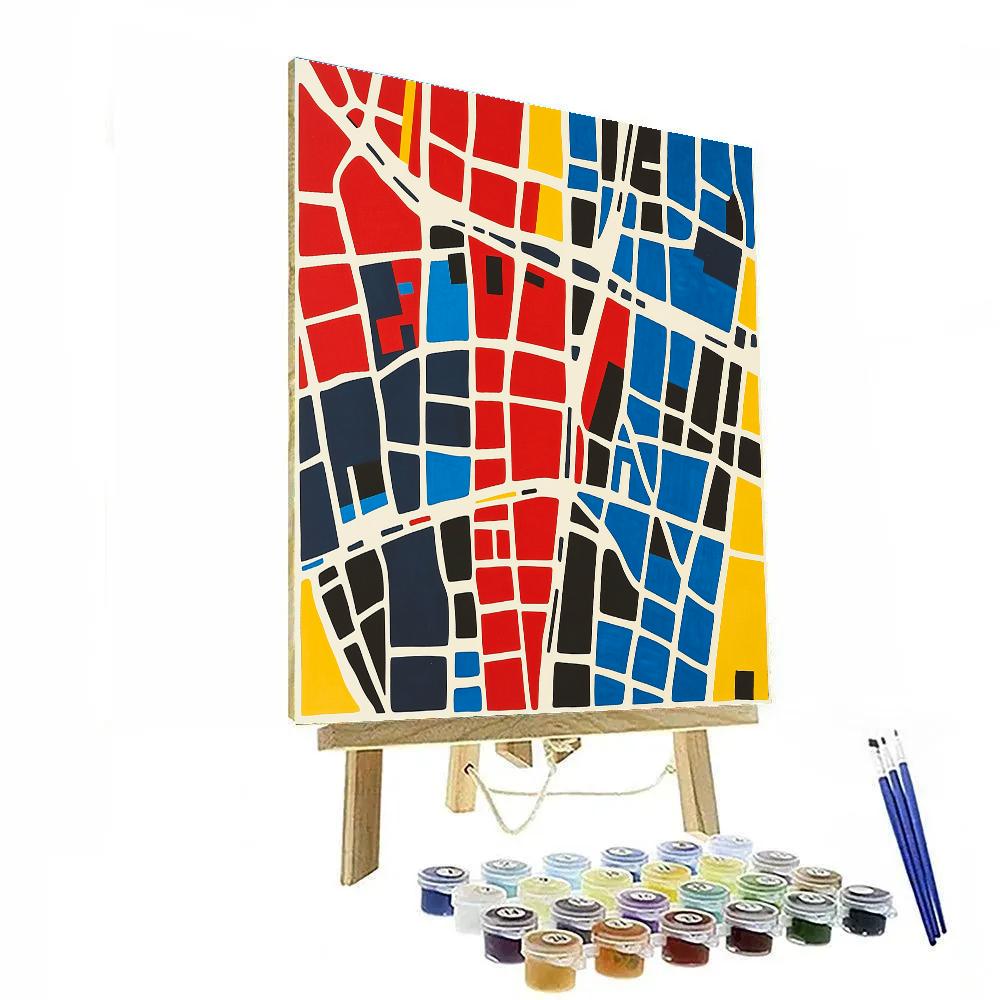 Piet Mondrian Inspired City Grid Numbered painting kits