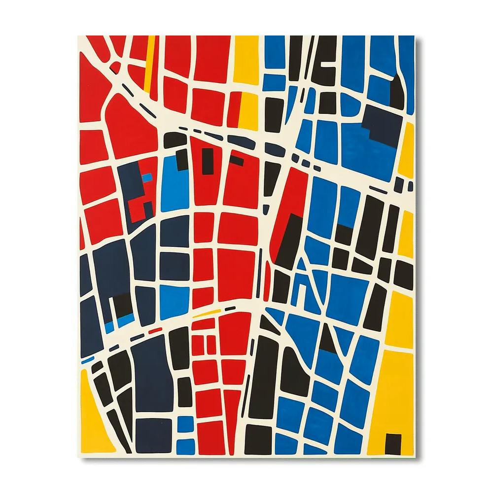 Piet Mondrian Inspired City Grid Numbered painting kits