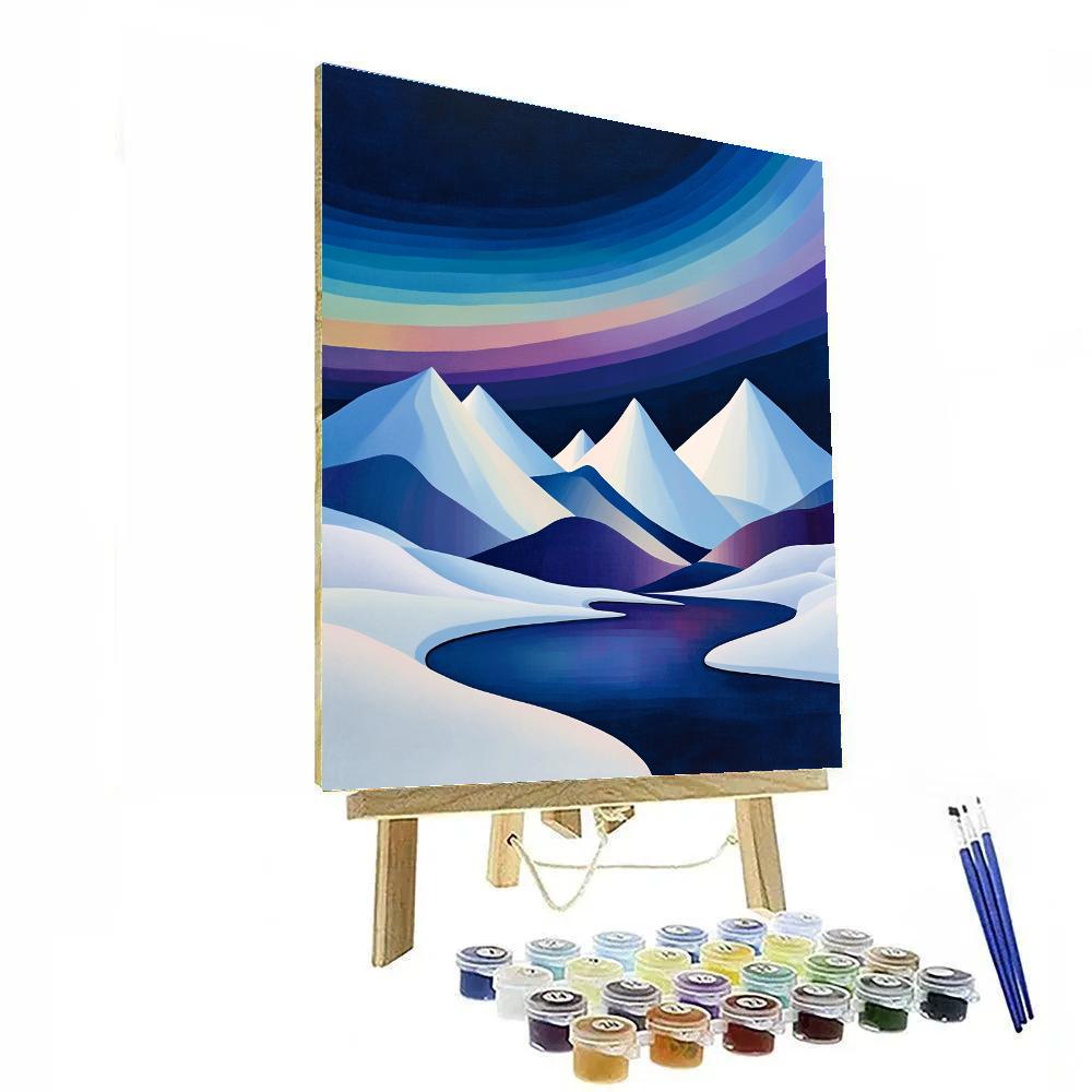 Lawren Harris Inspired Aurora Over Simplified Peaks Paint by numbers kits