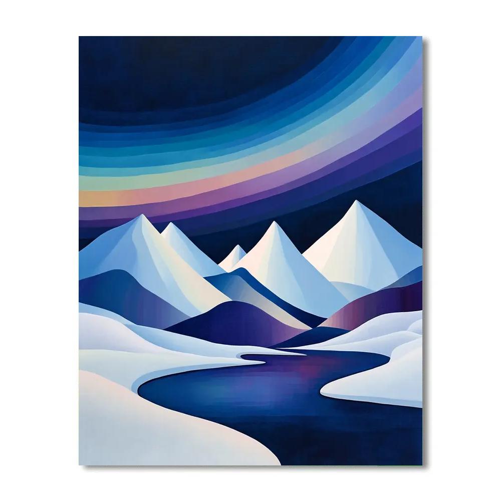 Lawren Harris Inspired Aurora Over Simplified Peaks Paint by numbers kits