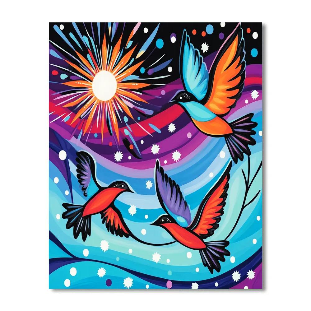 Norval Morrisseau Inspired Birds Of The Northern Sky paint by numbers