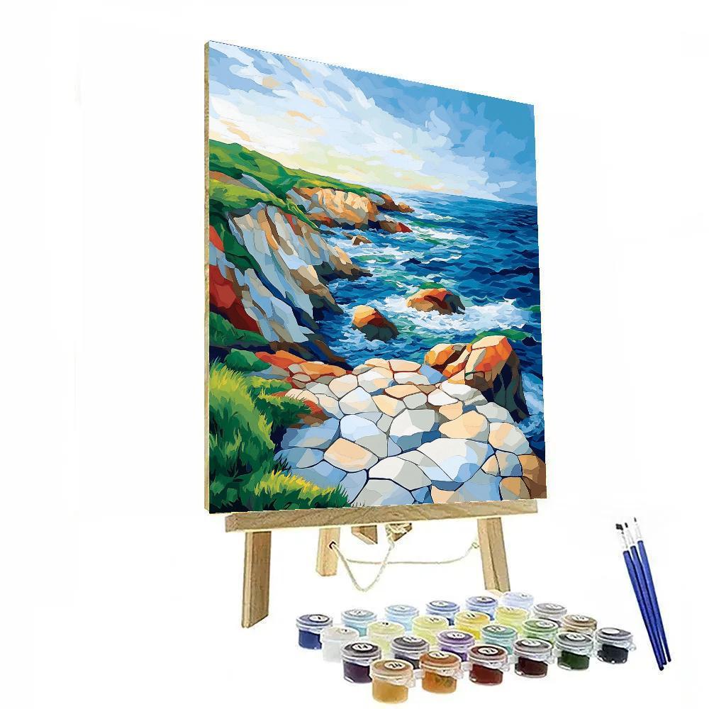 Pablo Picasso Inspired Cubist Coastal Landscape paint by numbers