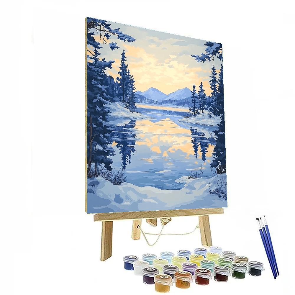 Lawren Harris Inspired Northern Lake In Stillness paint by numbers