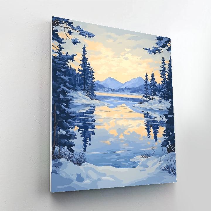 Lawren Harris Inspired Northern Lake In Stillness paint by numbers