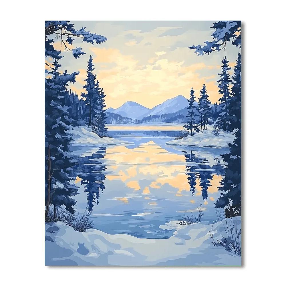 Lawren Harris Inspired Northern Lake In Stillness paint by numbers