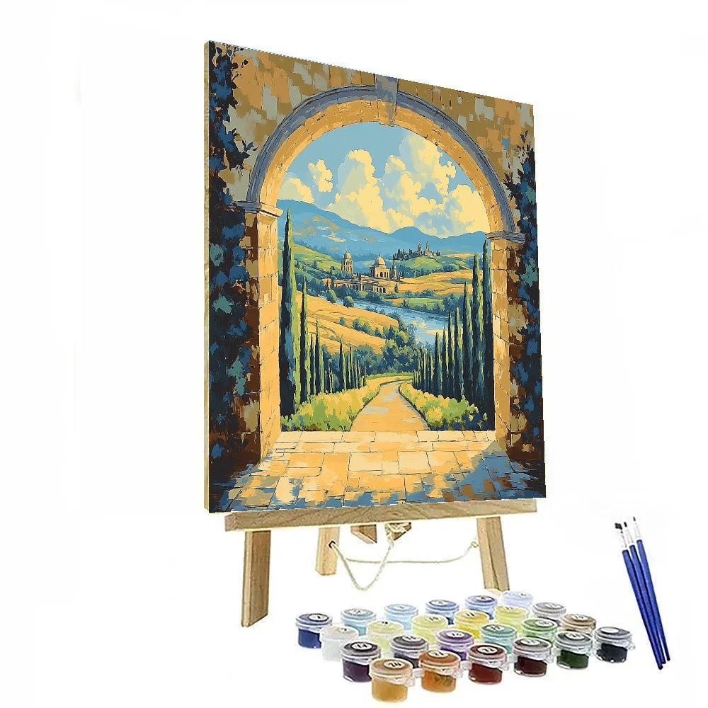 Raphael Inspired Classical Archway In Golden Light paint by color