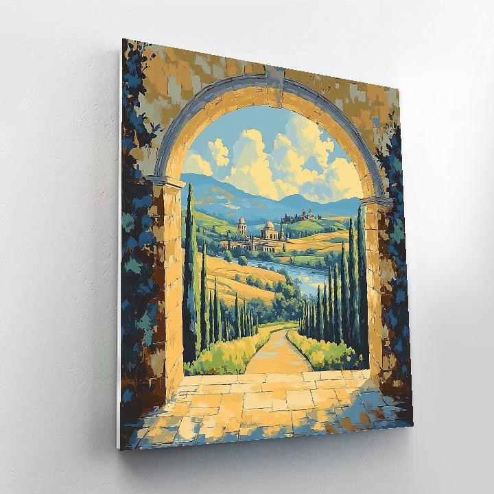 Raphael Inspired Classical Archway In Golden Light paint by color