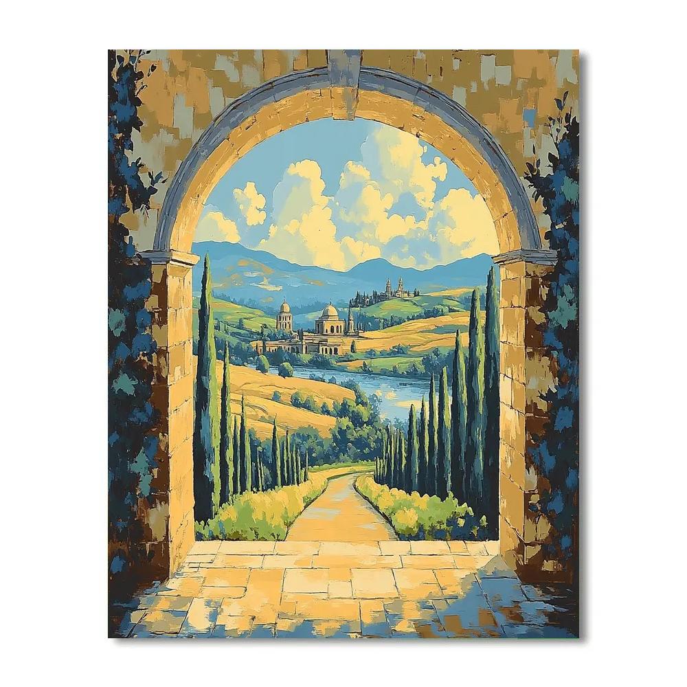 Raphael Inspired Classical Archway In Golden Light paint by color