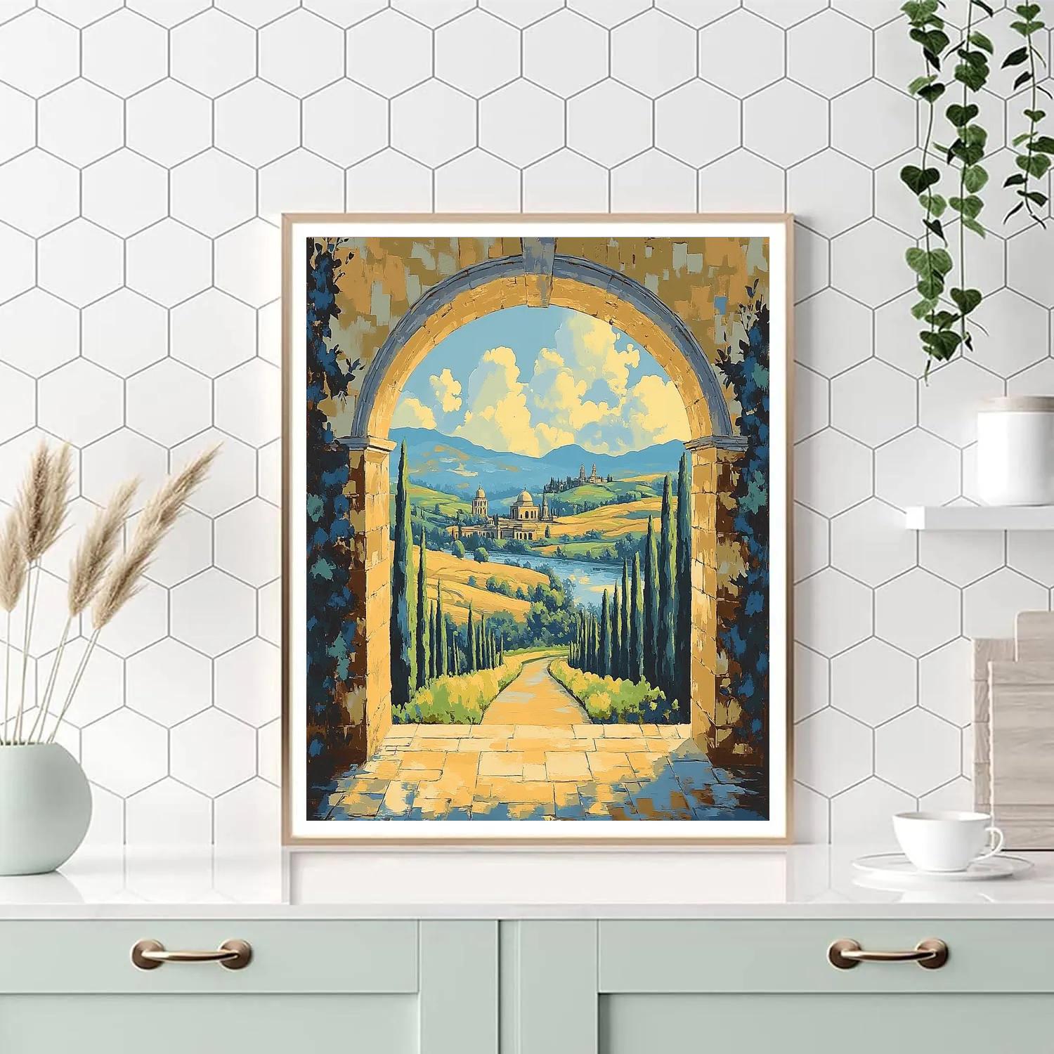 Raphael Inspired Classical Archway In Golden Light paint by color