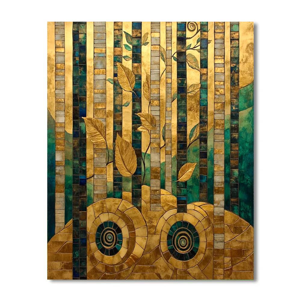 Gustav Klimt Inspired Ornamental Golden Forest painting number kit