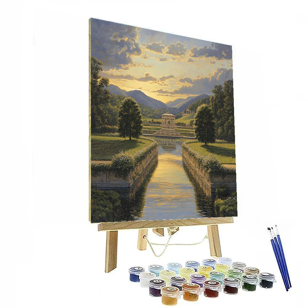 Raphael Inspired Serene Symmetry With Flowing River Paint by numbers art