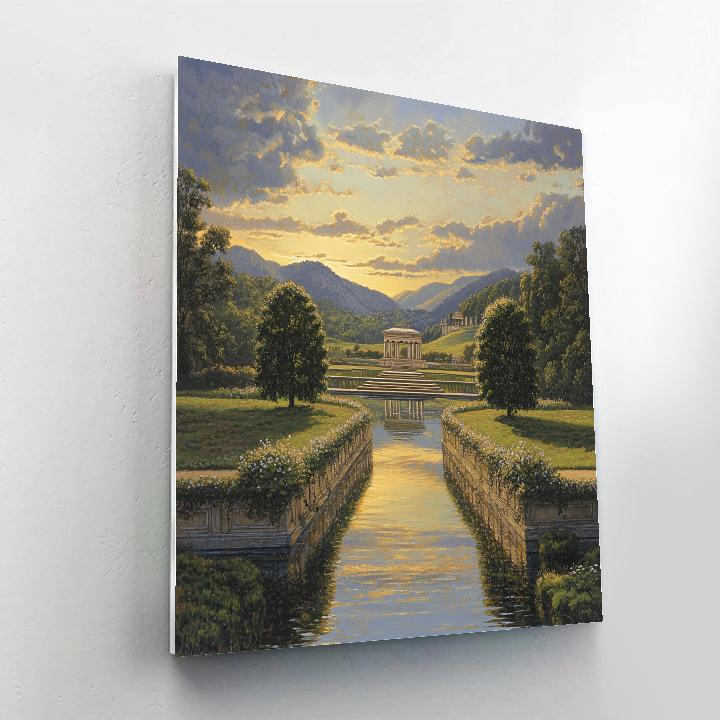 Raphael Inspired Serene Symmetry With Flowing River Paint by numbers art