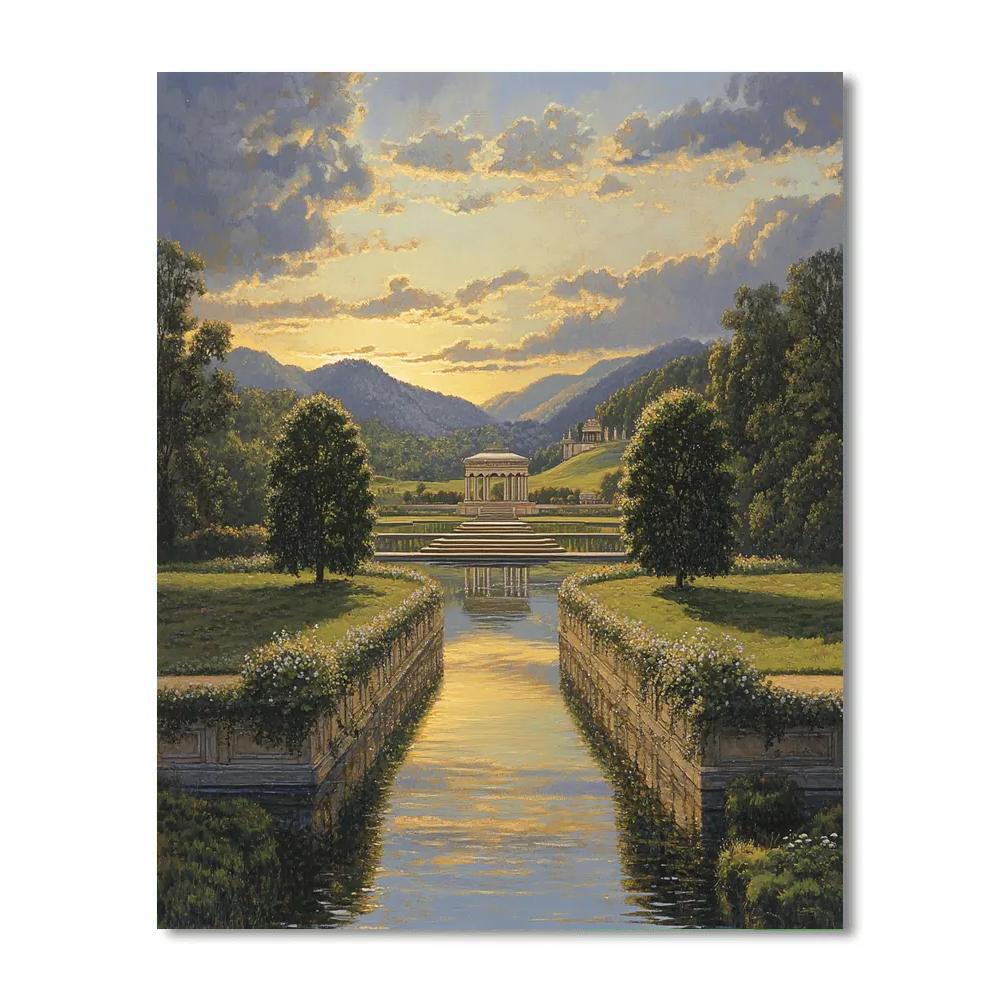 Raphael Inspired Serene Symmetry With Flowing River Paint by numbers art