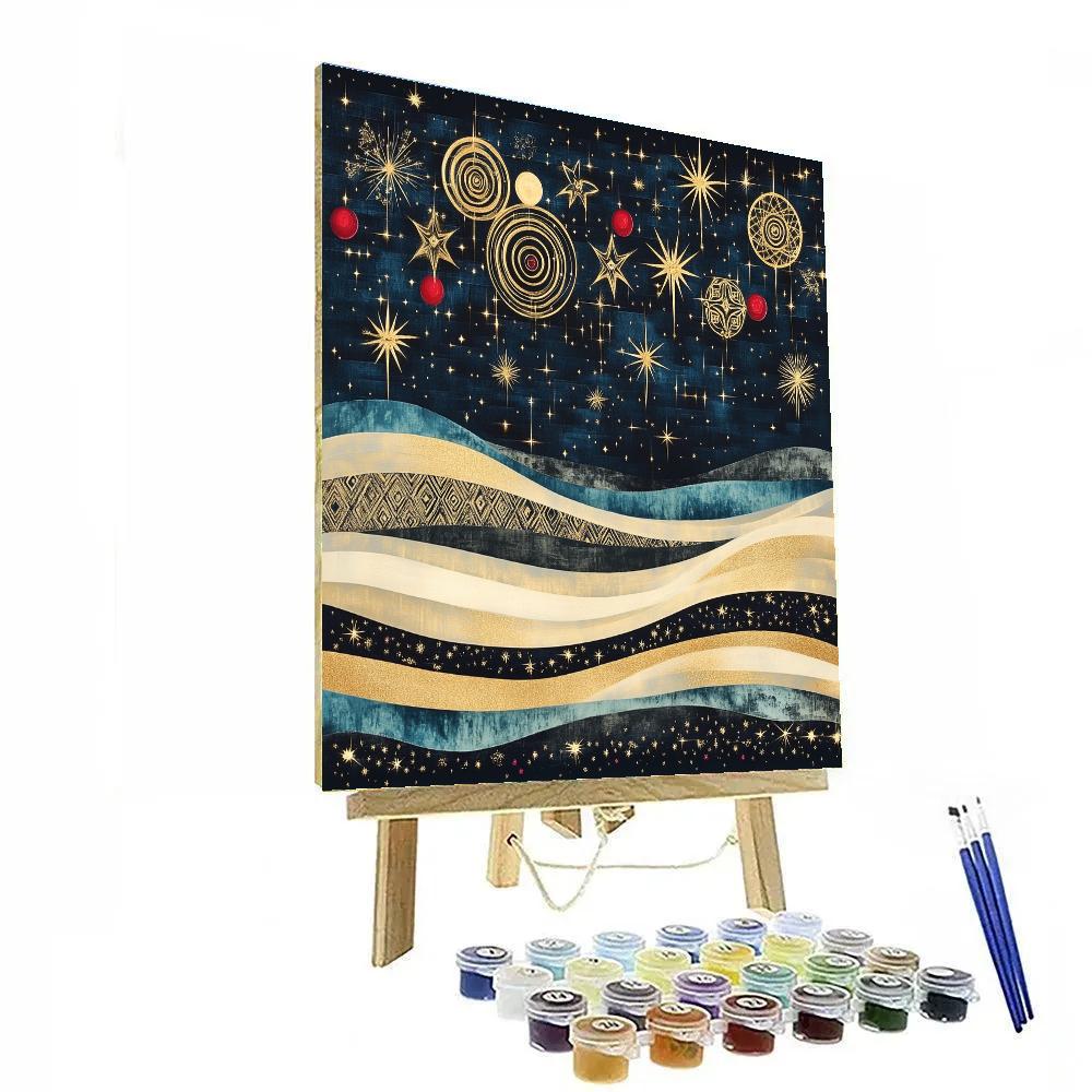 Gustav Klimt Inspired Spiral Night Sky paint by color