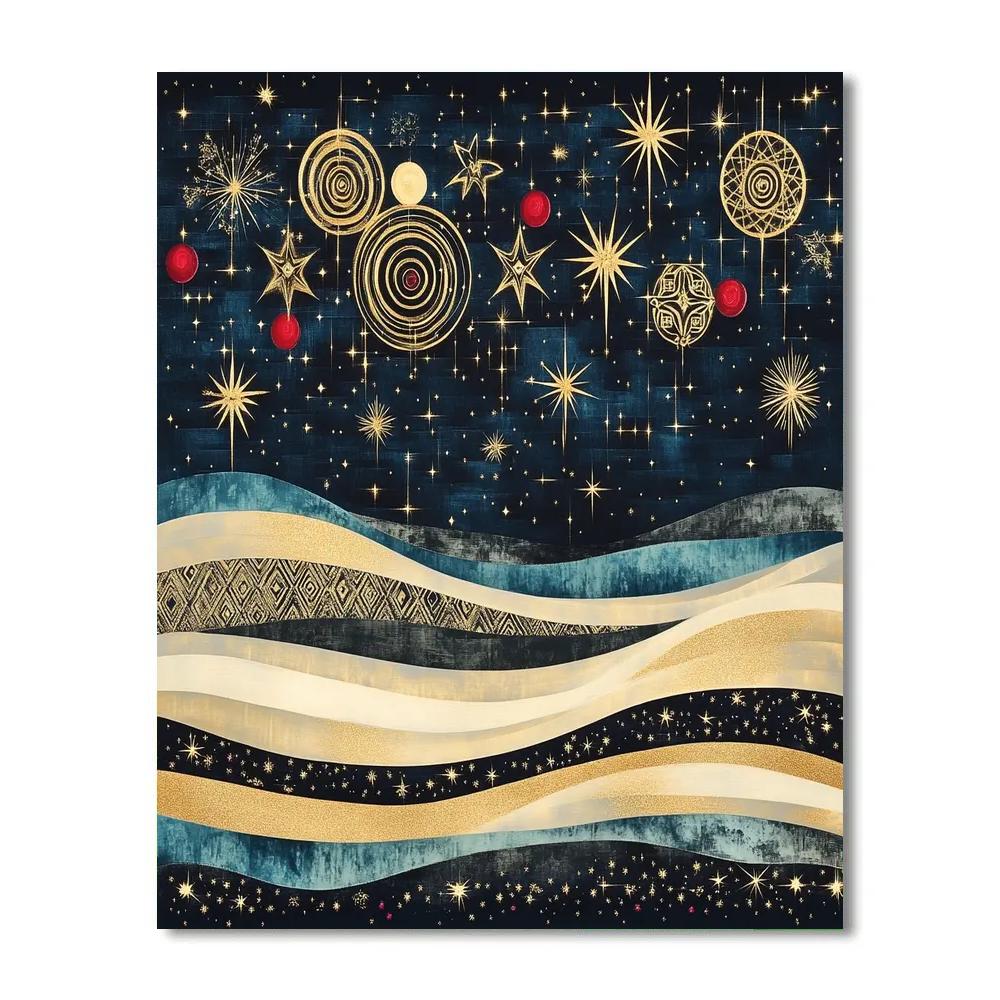 Gustav Klimt Inspired Spiral Night Sky paint by color