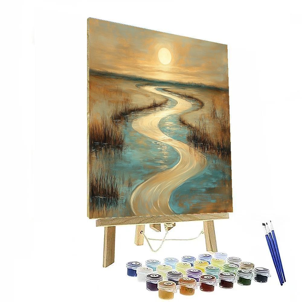 Nandalal Bose Inspired Lunar River Of Sand Paint by numbers kits