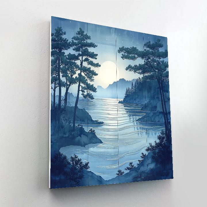 Hiroshige Inspired Moonlit Pine Coast Paint by numbers art