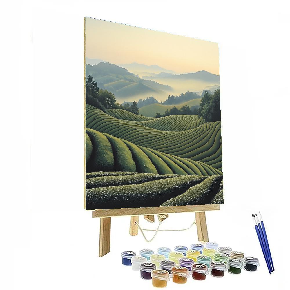 Hiroshige Inspired Tea-Field Morning Mist Numbered painting kits