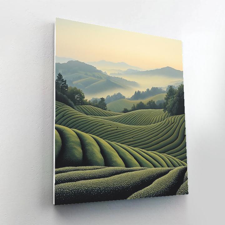 Hiroshige Inspired Tea-Field Morning Mist Numbered painting kits