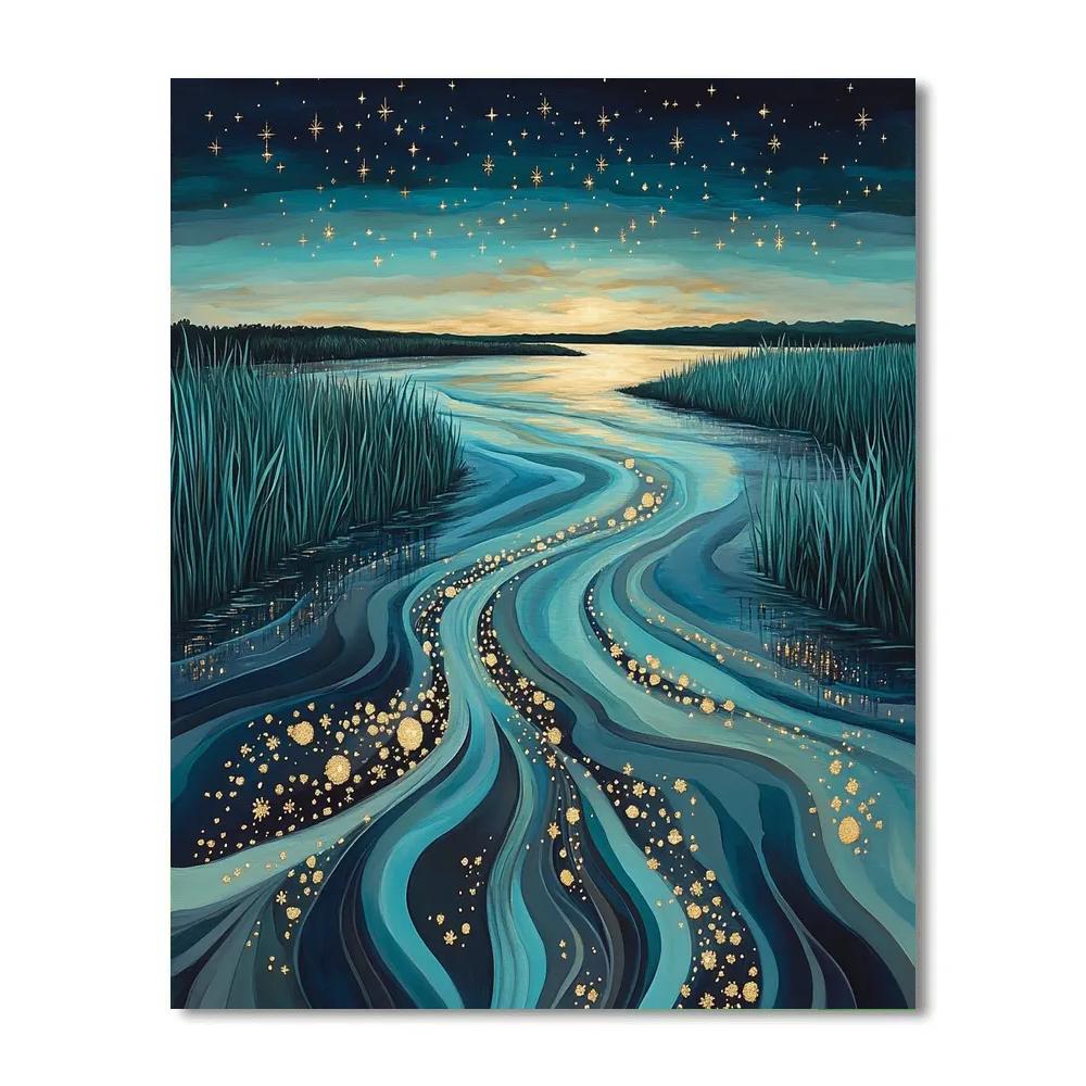 Hiroshige Inspired Starry River Delta Paint by numbers kits